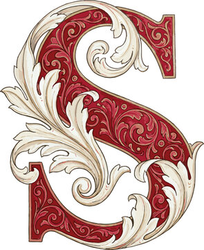 Royal Crimson Acanthus Alphabet 'S'