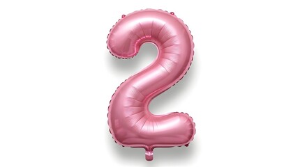 Pink number two balloon on white background