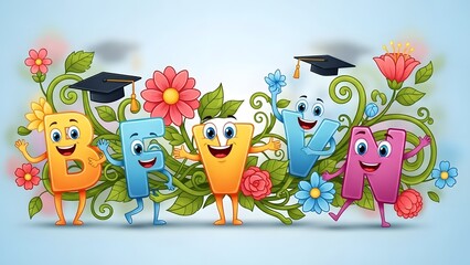 Happy teacher day greeting with colorful flowers and cheerful educational theme