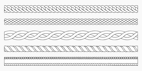 Black and white illustration displaying various rope and cord patterns © Roni