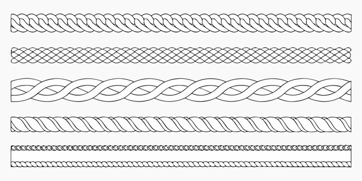 Black and white illustration displaying various rope and cord patterns