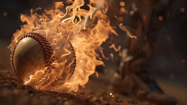 Baseball Ignites with Fiery Energy on the Dirt Intense Dynamic Action Shot
