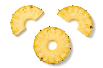 Fresh Pineapple Slices Isolated on White Background