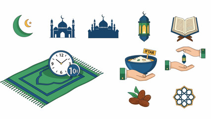 Obraz premium Islamic Symbols and Rituals Illustration Collection.