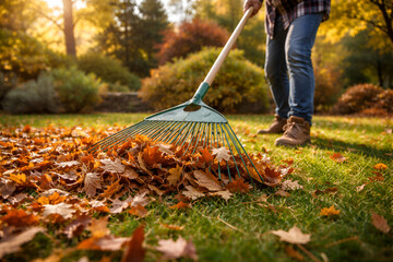 Raking Fall Leaves: Autumn Garden Cleanup