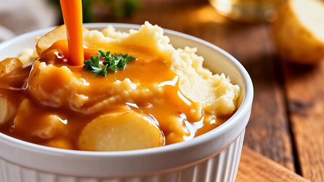 Mashed potatoes with butter and parsley