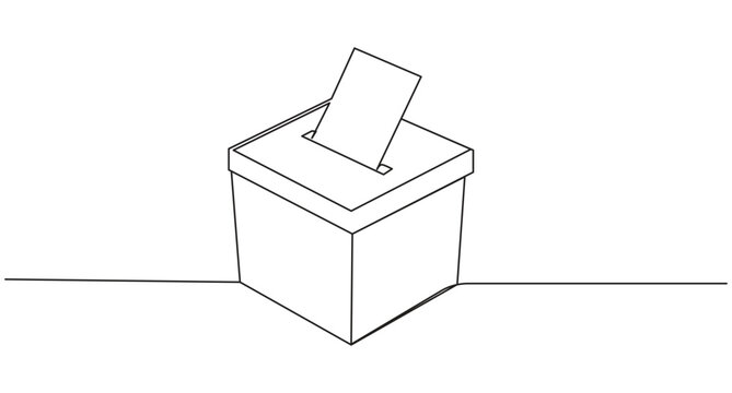 Continuous Line Drawing of a Ballot Box for Voting,Continuous Line Drawing of a Ballot Box for Voting and Elections,Ballot Box with Vote Line Art,Continuous Line Drawing of a Ballot Box with Vote