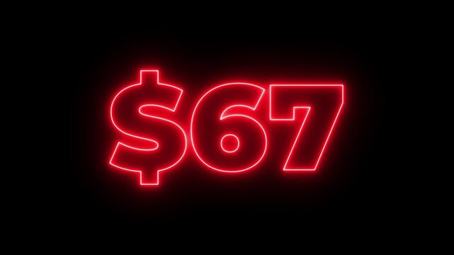 Abstract red neon 4 hundred dollar counter animation on black screen. 400 dollar counting. Counting money, Digital currency dollar counter from 0 to 400.