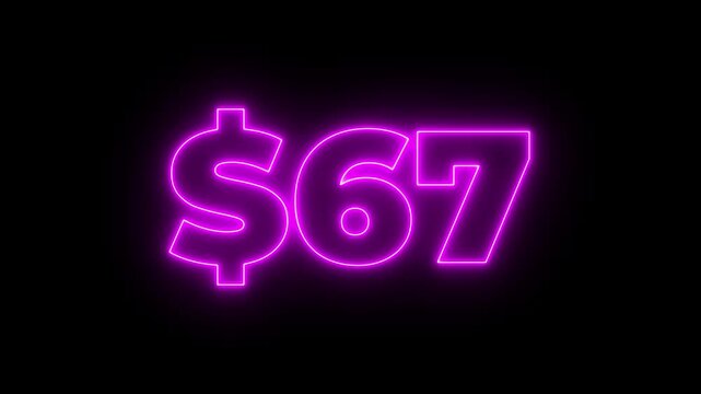 Abstract red neon 4 hundred dollar counter animation on black screen. 400 dollar counting. Counting money, Digital currency dollar counter from 0 to 400.