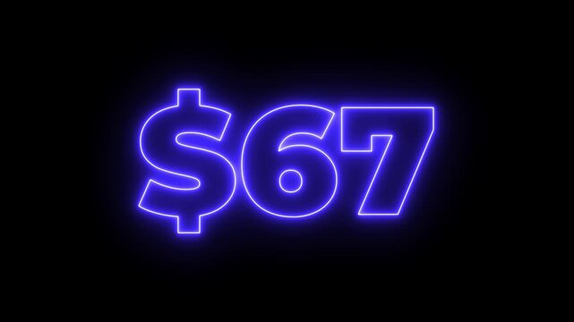 Abstract red neon 4 hundred dollar counter animation on black screen. 400 dollar counting. Counting money, Digital currency dollar counter from 0 to 400.