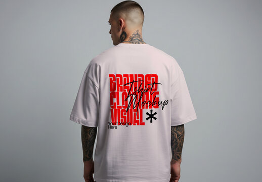 Back View Men T-Shirt Mockup
