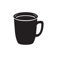 Minimal black vector icon of a morning coffee cup