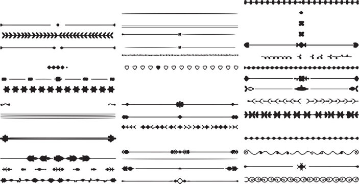 Set of 30 decorative dividers and horizontal line borders vector