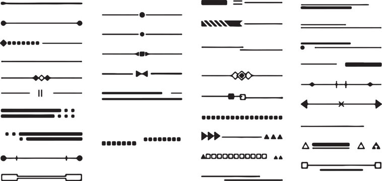 Set of 32 geometric text dividers and line borders vector