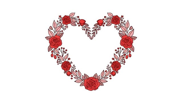 Elegant floral heart design featuring vibrant red roses and delicate accents, a beautiful symbol of love and romance for special occasions and graphic projects