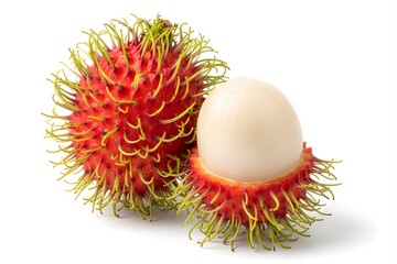 Fresh Rambutan Fruits Isolated on White Background