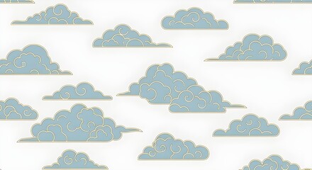 Japanese Kumo Floating Clouds Seamless Minimalist Pattern