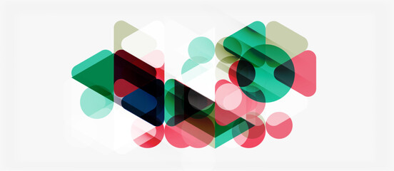 Obraz premium Abstract composition. Overlapping geometric shapes, circles, squares, rectangles. Soft pastel colors create modern visual effect.