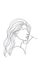 Woman with long wavy hair profile portrait. © Joko