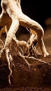 Dramatic Roots Growing and Spreading Through Soil: A Unique and Artistic Video Sequence