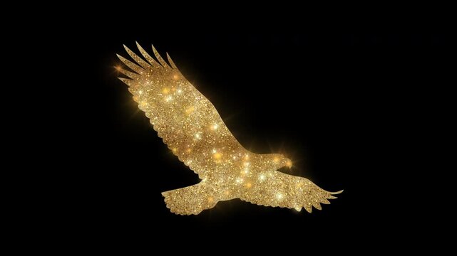 Luxury Eagle with golden glitter, alpha channel