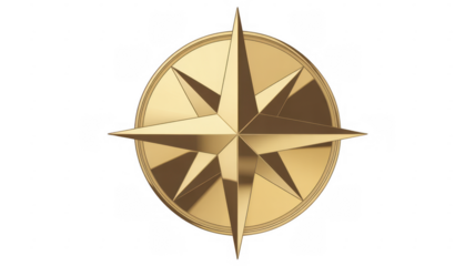 Golden Compass Navigation Symbol star isolated on a transparent background