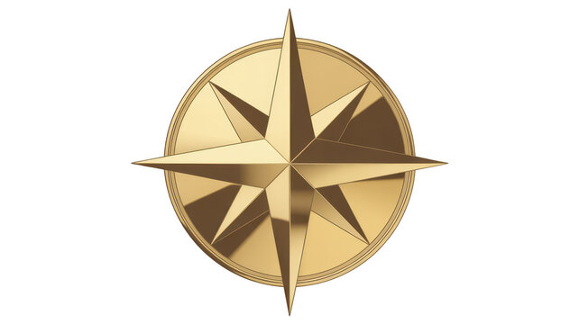 Golden Compass Navigation Symbol star isolated on a transparent background