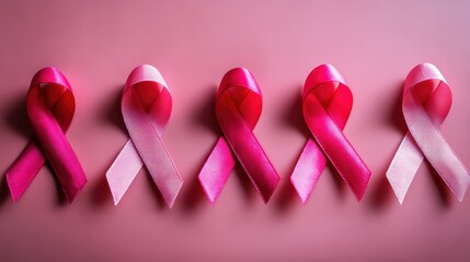Pink Ribbons for Breast Cancer Awareness on Soft Background
