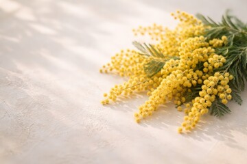 Yellow Mimosa Flowers on Soft Background