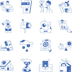 Trendy Set of Finance and Banking Outline Style Icons
