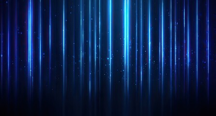 Vertical bright blue light streaks, some dust particles, against a dark blue background