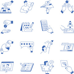 Pack of Strategy and Planning Outline Style Icons
