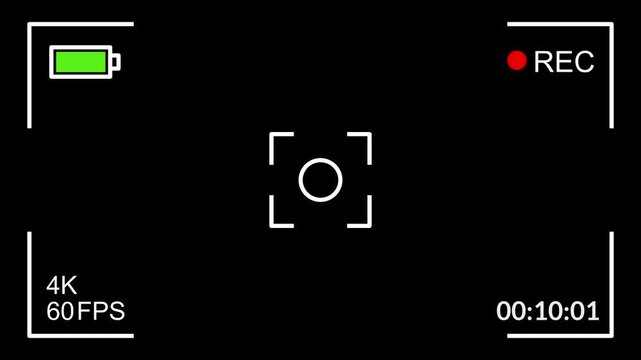  recorder screen overlay on a transparent background, Recording camera screen interface with alpha channel , Camera recording screen overlay.