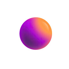 Glossy, spherical shape with a vibrant gradient transitioning from purple to orange on a dark backdrop