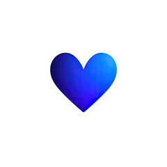 A vibrant blue gradient heart against a deep black background, centered and simple