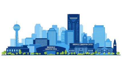 Fototapeta premium Vector illustration of Charlotte city skyline with modern architecture