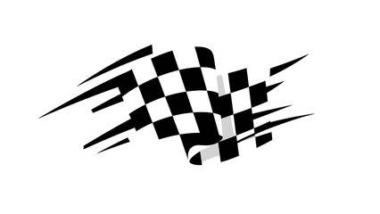 Dynamic black and white racing checkered flag illustration © rohim