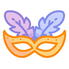 Colorful illustrated eye mask with feathers, perfect for a masquerade or festive celebration