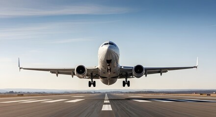 Airplane Taking Off from Runway.