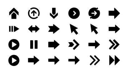 Big black arrow icon vector collection modern simple arrows