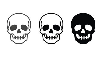 Obraz premium Three skulls in different colors on a white background