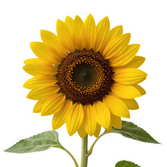 Obraz premium Bright Yellow Sunflower with Green Leaves
