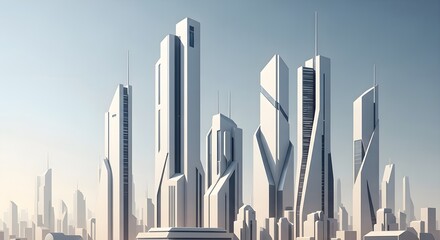 Futuristic Cityscape with Sleek Modern Skyscrapers.