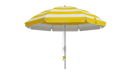 Yellow and White Striped Beach Umbrella