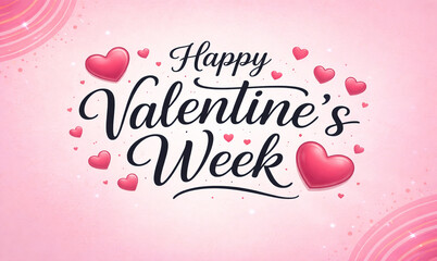 Happy Valentines Day greeting card design featuring a romantic pink heart shape with calligraphy text and vector illustration patterns for a holiday celebration of love and art