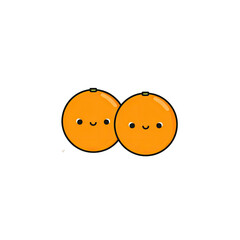 Adorable illustration featuring two orange-colored fruits with smiling faces, set against black background