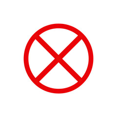 Fototapeta premium A vibrant red circle, bisected by two diagonal lines, on a black background