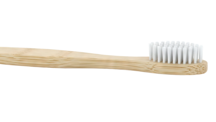 Bamboo Toothbrush with White Bristles, Close-up