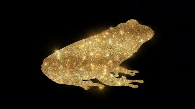 Luxury Frog with golden glitter, alpha channel