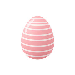 Animated pink Easter egg with white horizontal stripes, isolated on black background